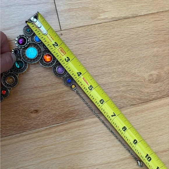 Rhinestone crystal statement bib necklace silver toned - Picture 12 of 12